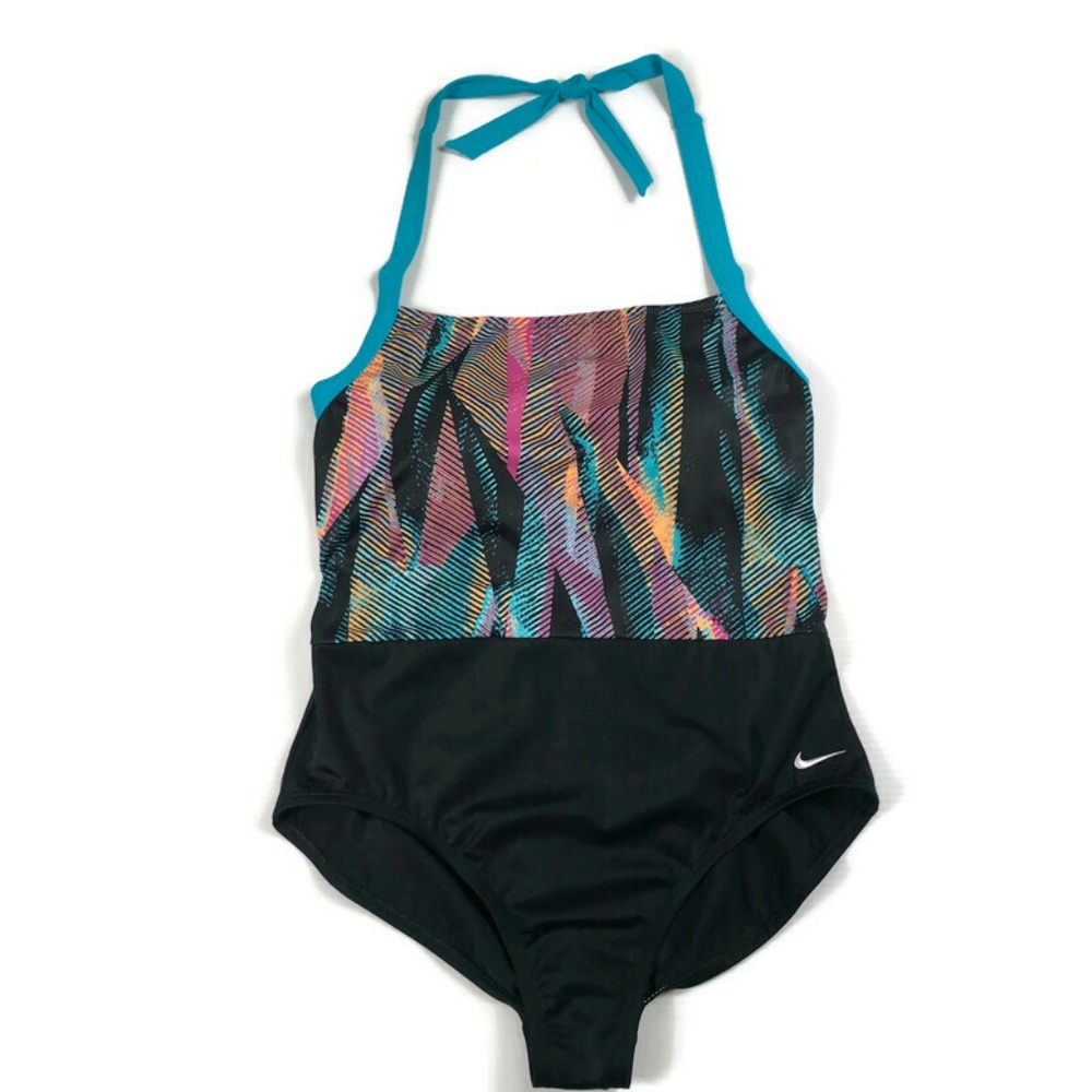 Nike Line Up Halter One Piece Swimsuit in Black